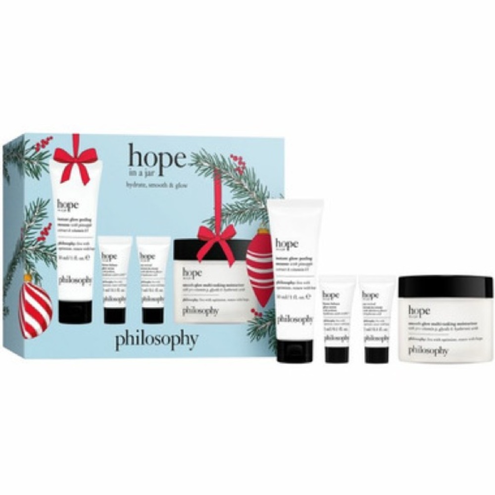 NWT Philosophy Hope in a jar hydrate smooth & glow 4pc set skincare NIB
